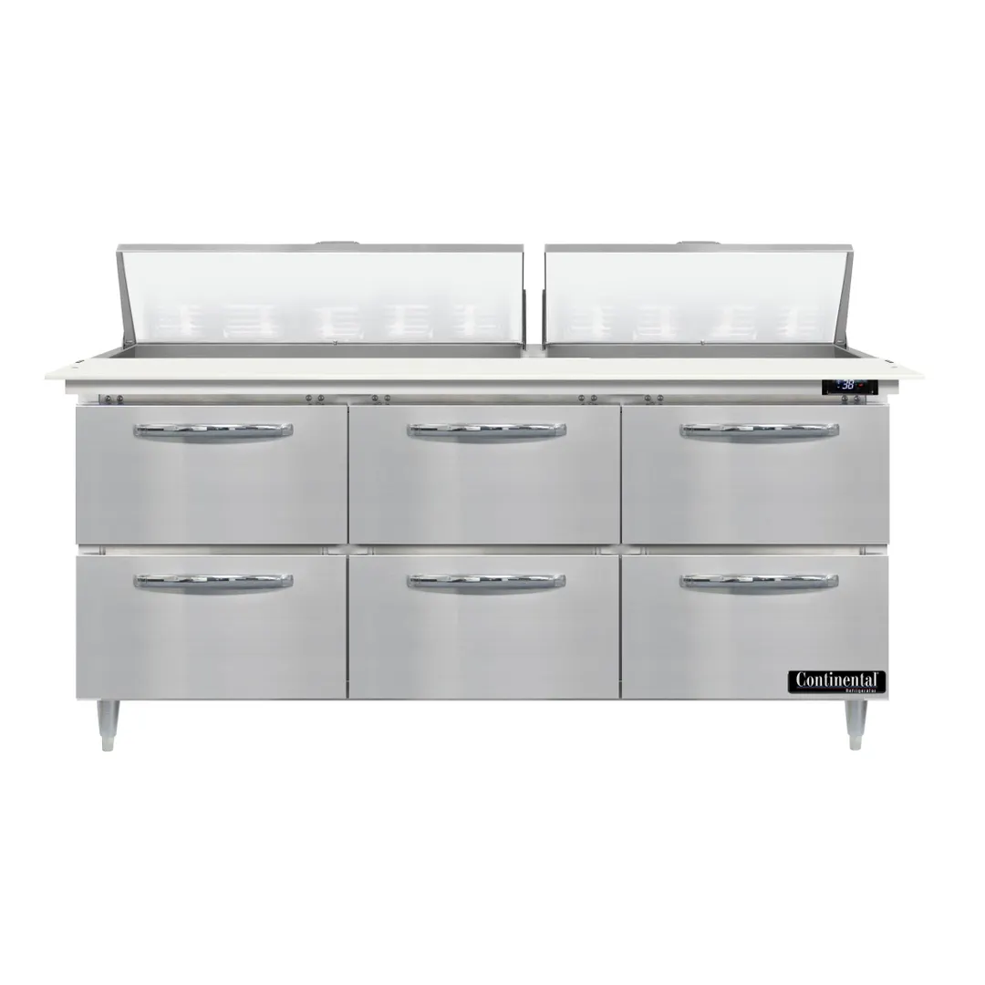 Continental Refrigerator D72N18C-D 72" Sandwich / Salad Prep Table w/ 6 Drawers, 18 Pans