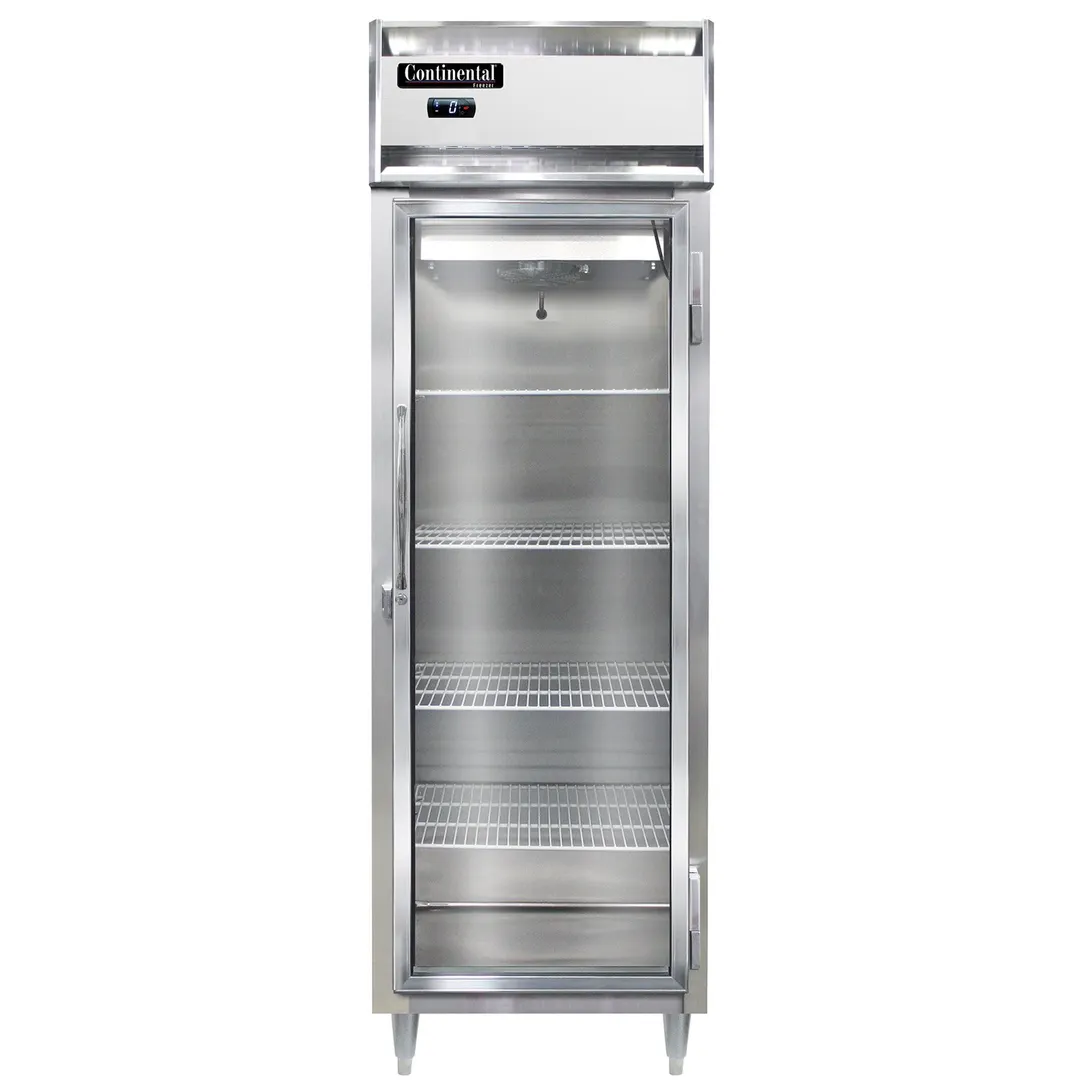 Continental Refrigerator D1FNSAGD 26" 1-Section Reach-In Freezer, Glass Door, Top Mounted, 21 cu. ft., Stainless Steel