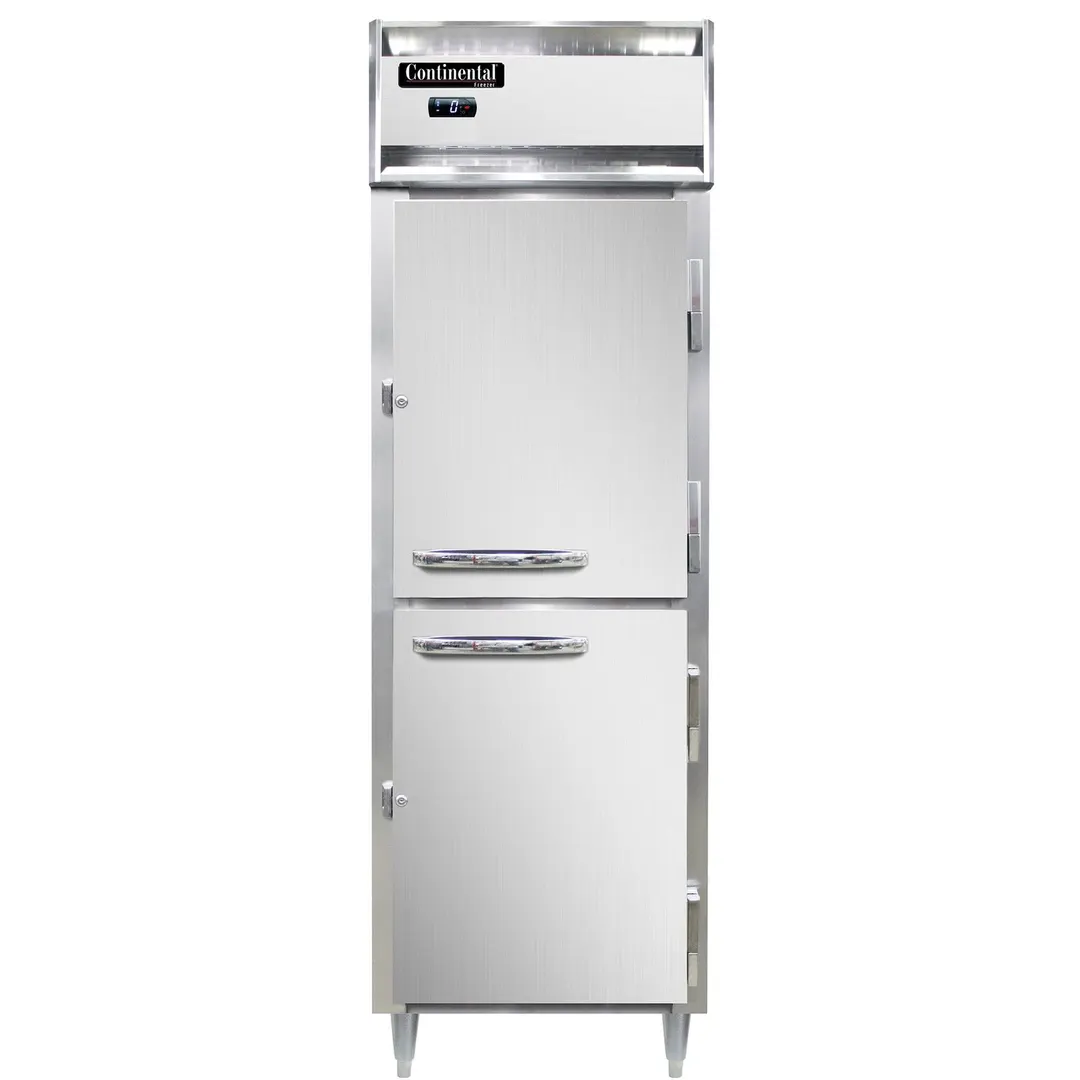 Continental Refrigerator D1FNSAHD 26" 1-Section Reach-In Freezer, 2 Half Solid Doors, Stainless Steel, 21 cu. ft., Top Mounted