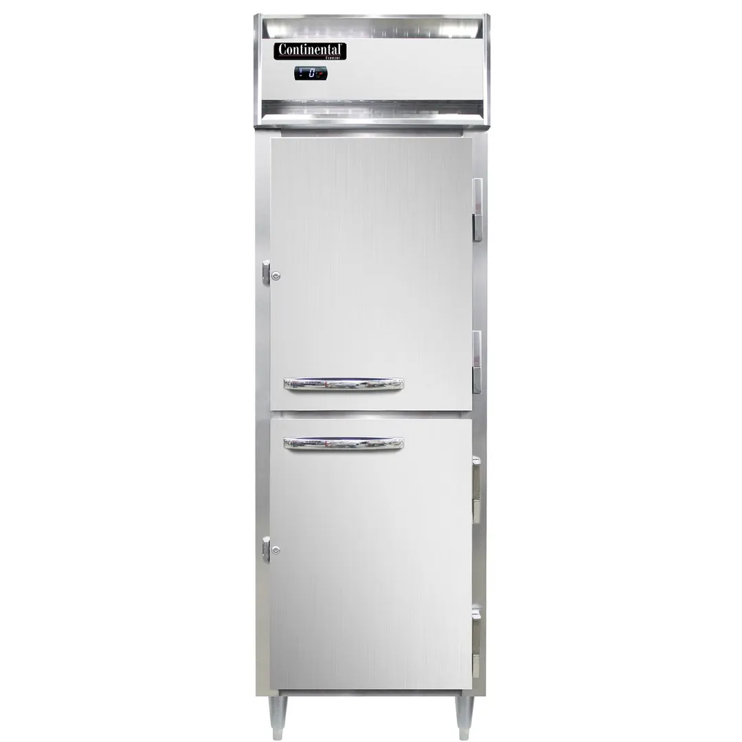 Continental Refrigerator D1FNSSPTHD 26" 1-Section Pass-Thru Freezer, 4 Half Solid Doors, Stainless Steel, Top Mounted, 21 cu. ft.