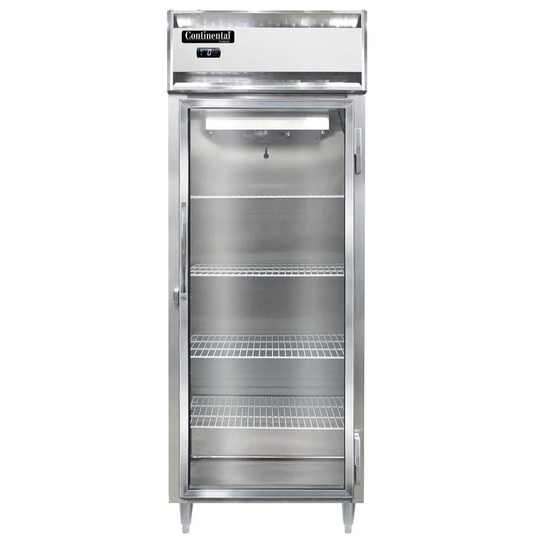 Continental Refrigerator D1FENSSGD 28" 1-Section Reach-In Freezer w/ Glass Door, Top Mounted, 22 cu. ft., Stainless Steel