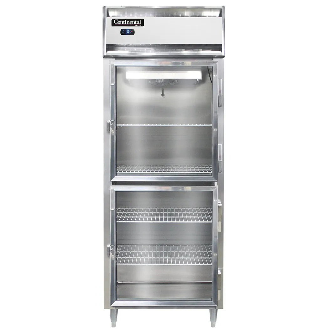 Continental Refrigerator D1FESNSAGDHD 28" 1-Section Reach-In Freezer, 2 Half Glass Doors, Top Mounted, 18 cu. ft., Stainless Steel