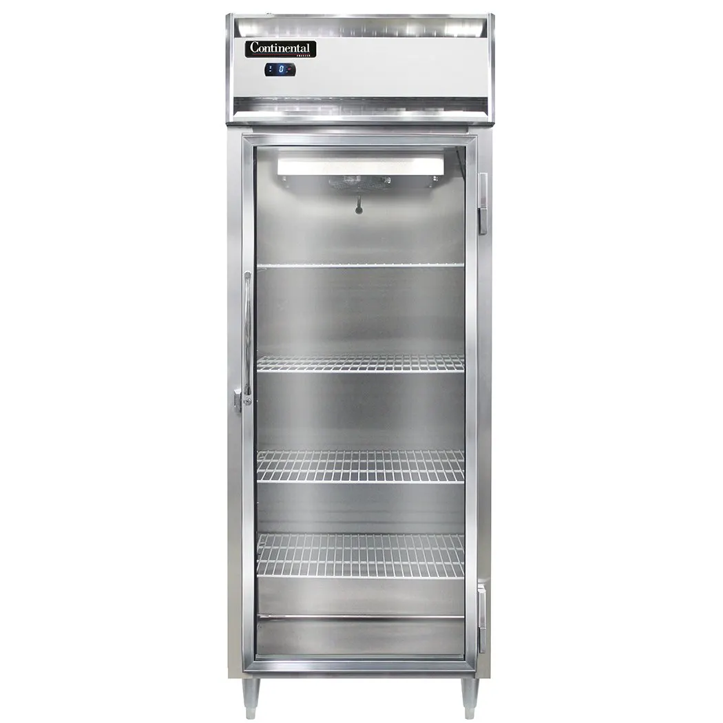 Continental Refrigerator D1FESNSSGD 28" 1-Section Glass Door Reach-In Freezer, Stainless Steel, Top Mounted, 18 cu. ft.