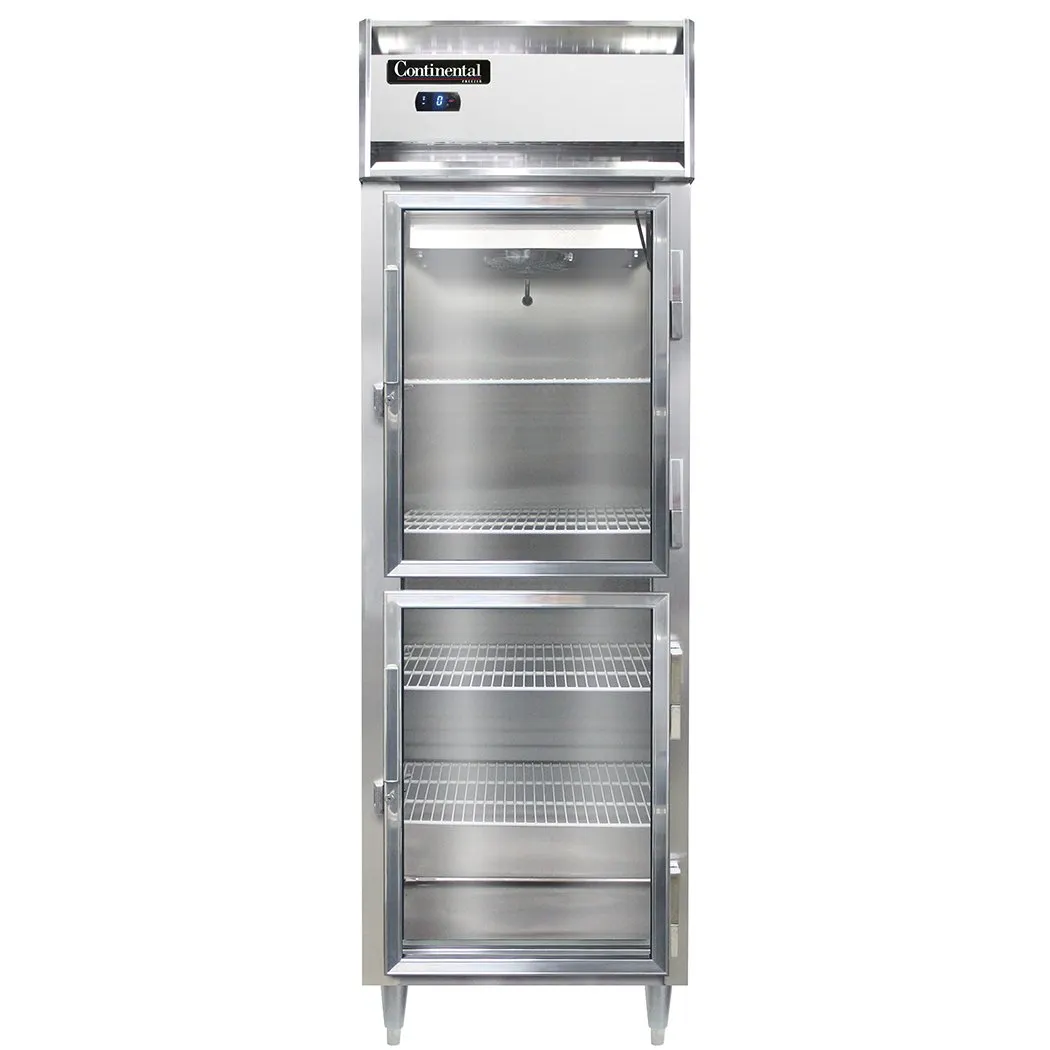 Continental Refrigerator D1FSNSSGDHD 26" 1-Section Reach-In Freezer, 2 Half Glass Doors, Stainless Steel, Top Mounted, 16 cu. ft.