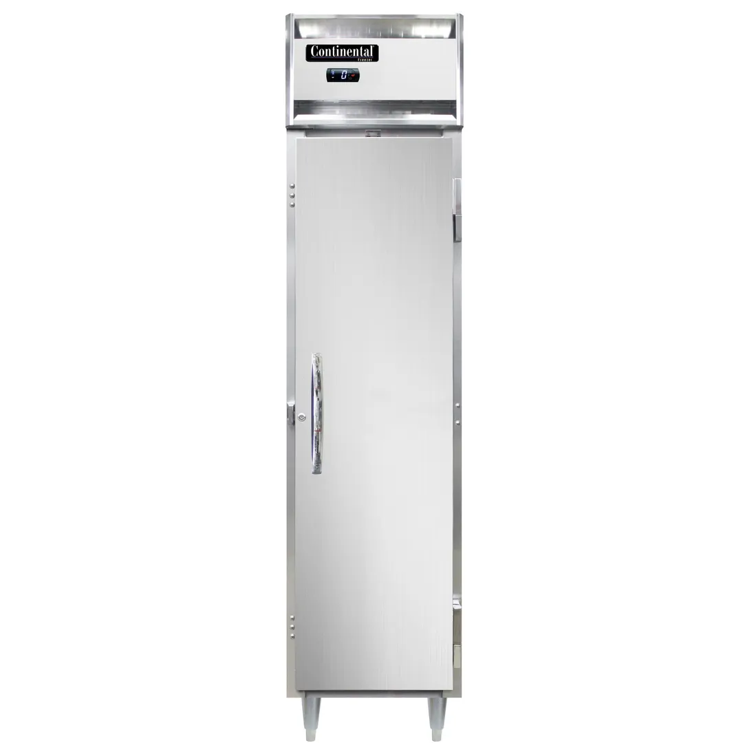 Continental Refrigerator D1FSEN 17-3/4" 1-Solid Door Reach-In Freezer, Top Mounted, 15 cu. ft., Stainless Steel Front, Aluminum Interior & Exterior