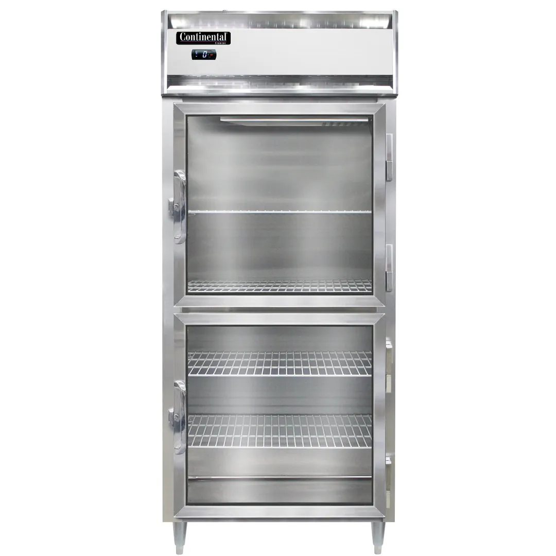 Continental Refrigerator D1FXNGDHD 36" 1-Section Reach-In Freezer, 2 Half Glass Doors, Top Mounted, 32 cu. ft.