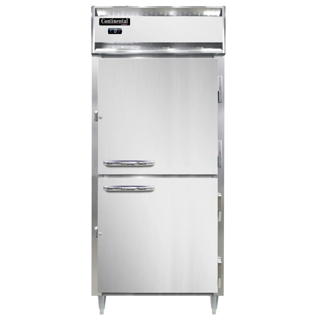 Continental Refrigerator D1FXNSAPTHD 36" 1-Section Pass-Thru Freezer, 4 Half Solid Doors, Stainless Steel, 32 cu. ft.