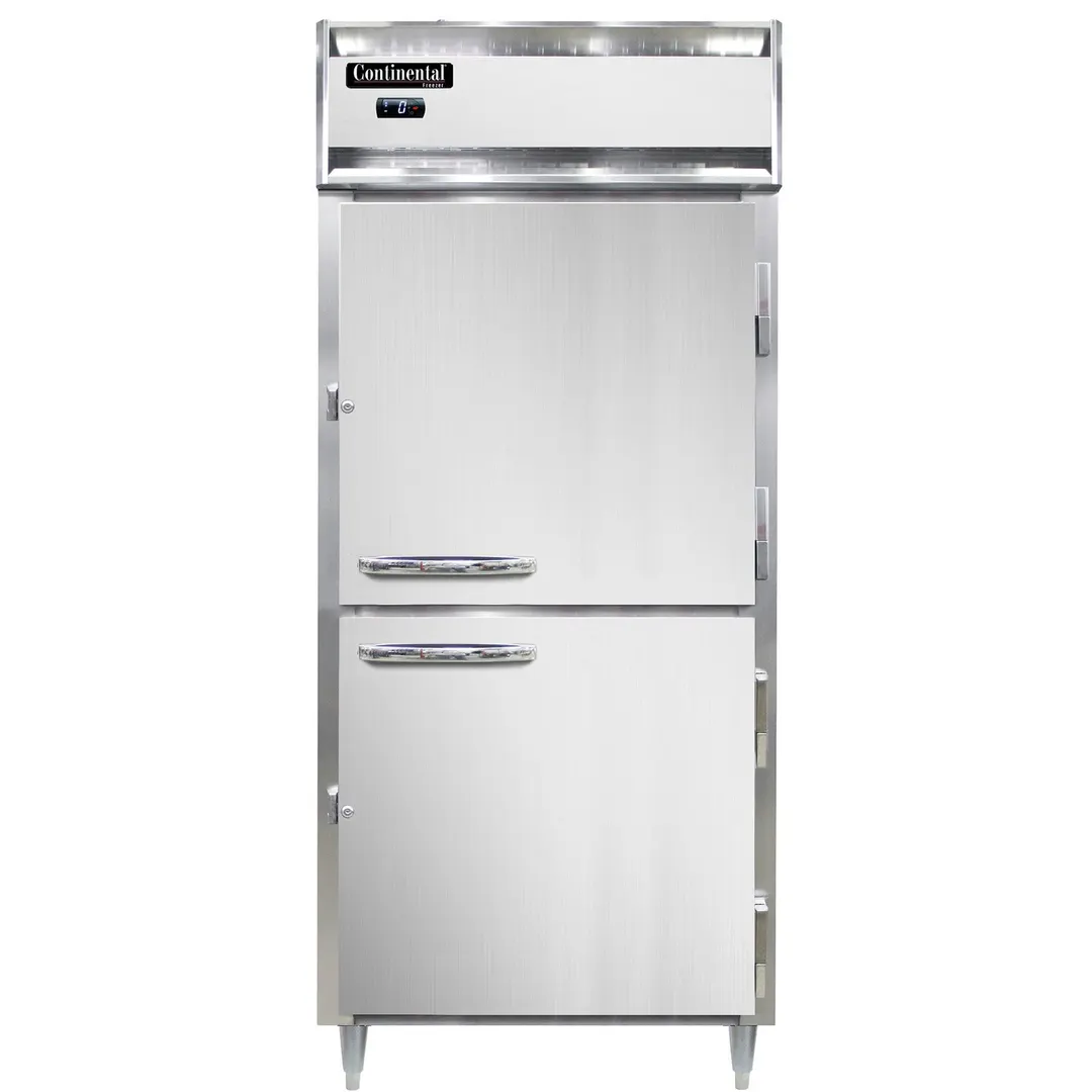 Continental Refrigerator D1FXNSSHD 36" One Section Reach-In Freezer w/ 2 Half Solid Doors, All Stainless Steel, 32 cu. ft.