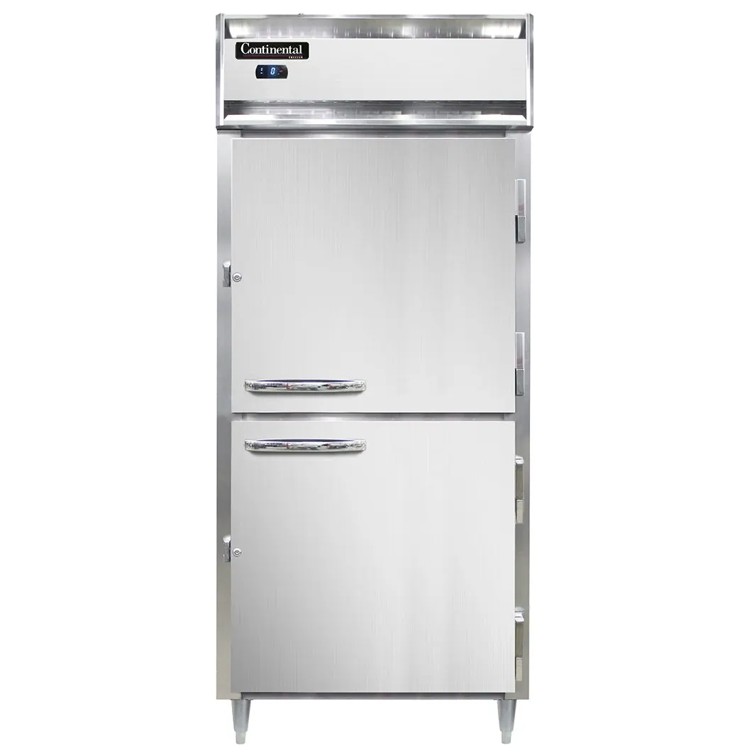 Continental Refrigerator D1FXSNSAHD 36" 1-Section Reach-In Freezer, 2 Half Solid Doors, Stainless Steel, 30 cu. ft., Top Mounted