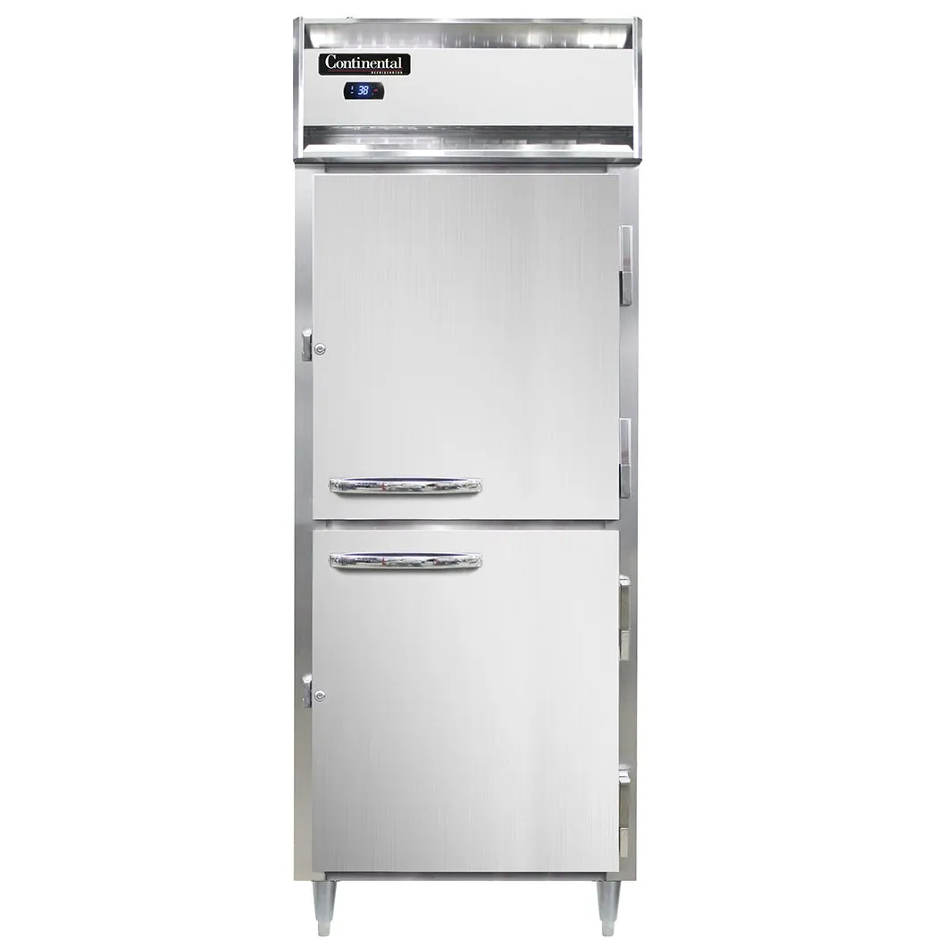 Continental Refrigerator D1RESNSSHD 28" 1-Section Reach-In Refrigerator w/ 2 Half Solid Doors, All Stainless Steel, 18 cu. ft.