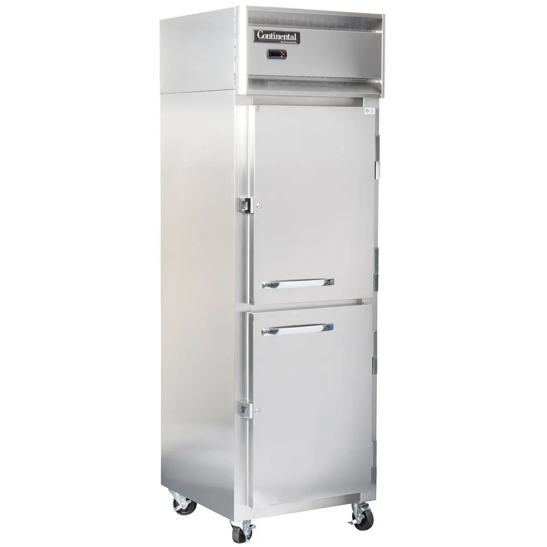 Continental Refrigerator D1RSNSSHD 26" 1-Section Reach-In Refrigerator w/ 2 Half Solid Doors, All Stainless Steel, 16 cu. ft.