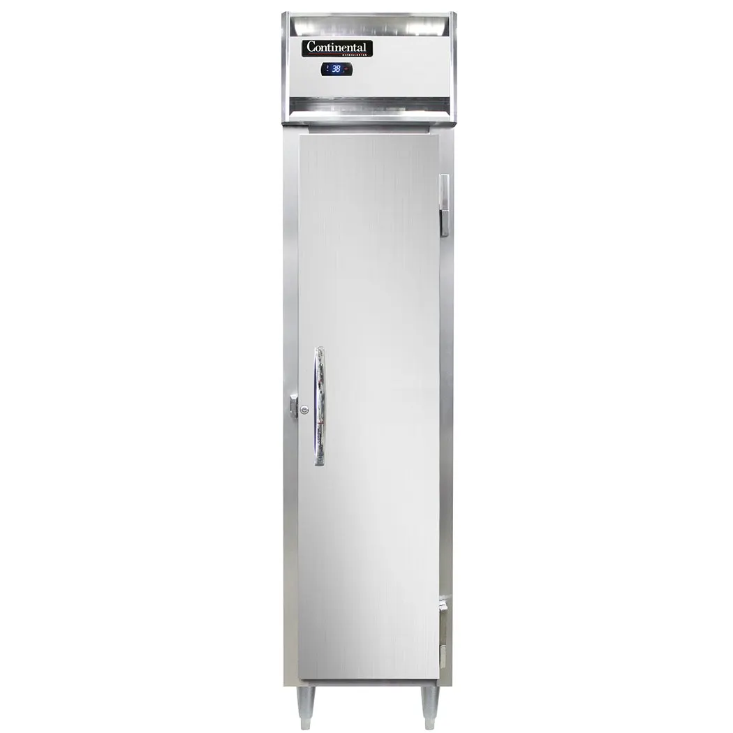 Continental Refrigerator D1RSESN 18" 1-Section Reach-In Refrigerator w/ Solid Door, Stainless Steel Front Aluminum Exterior, 12 cu. ft.