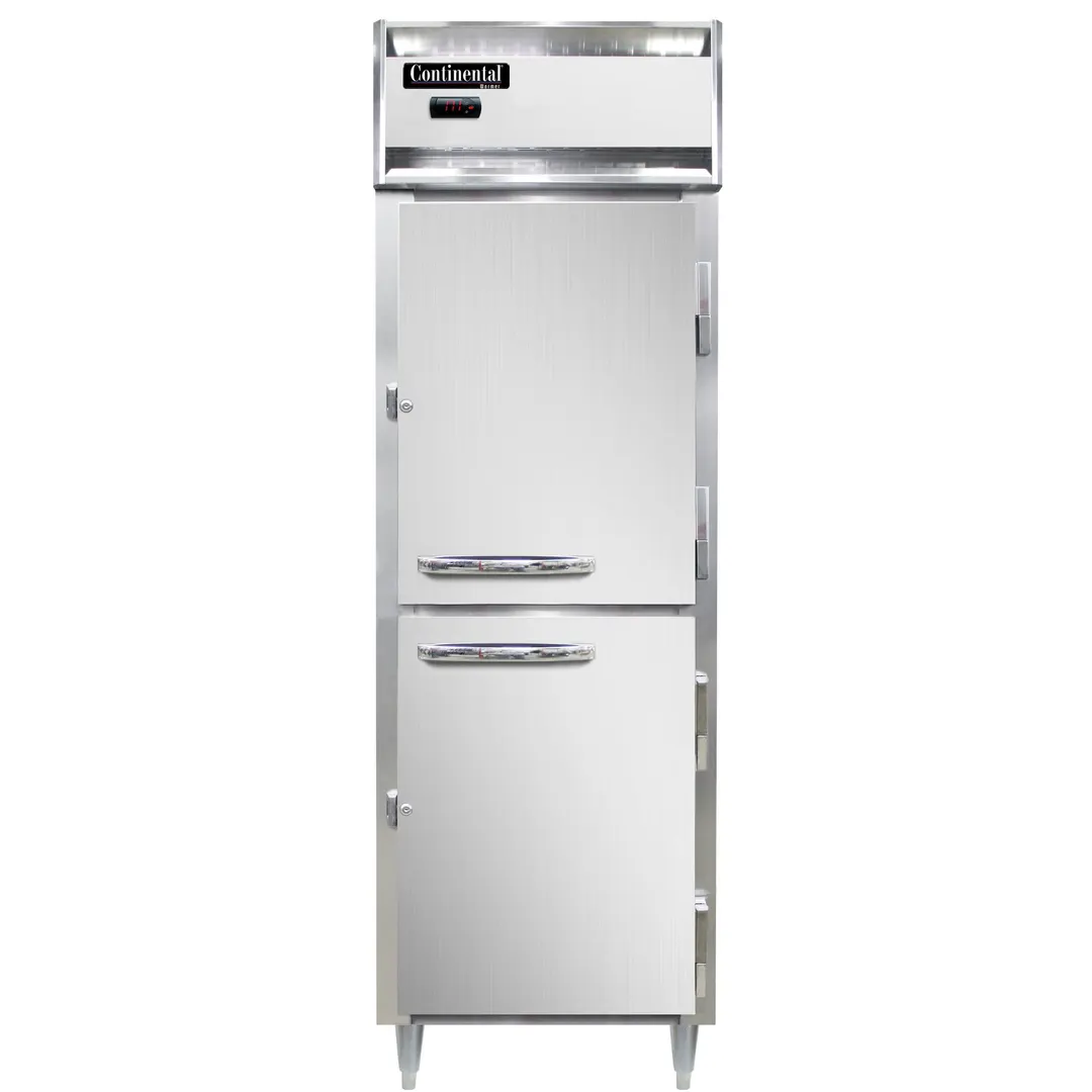 Continental Refrigerator DL1W-PT-HD 1-Section "21 cu. ft." 3-Shelf Heated Holding Cabinet, Pass-Thru, Solid Door, Stainless Steel Front