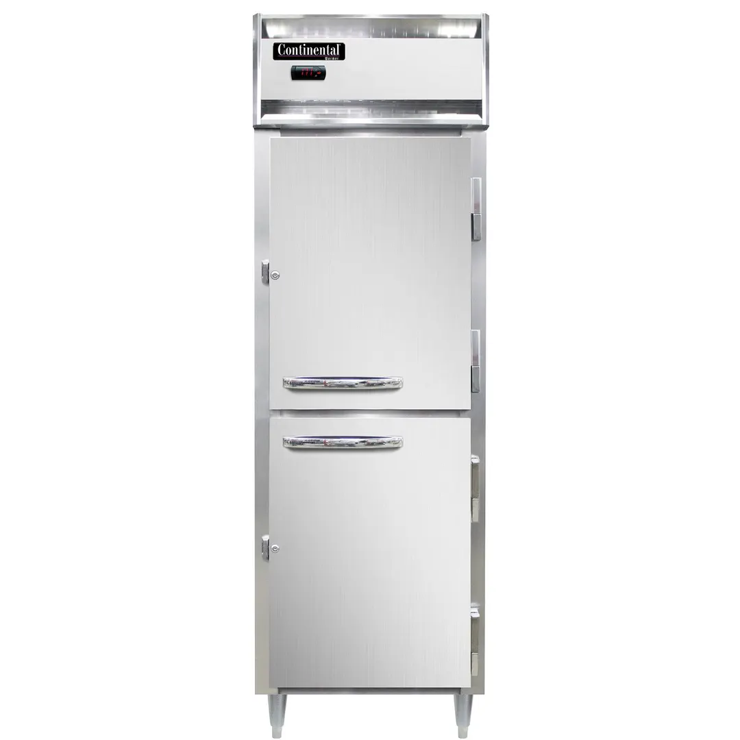 Continental Refrigerator DL1W-SS-PT-HD 1-Section "Half-Height" Heated Holding Cabinet, 21 cu ft, 3 Shelves, Stainless Steel, Solid Door, Pass-Thru