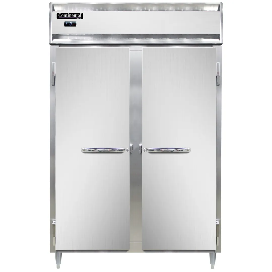 Continental Refrigerator D2FN 52" 2-Solid Door Reach-In Freezer, Top Mounted, 50 cu. ft., Stainless Steel Front, Aluminum Sides