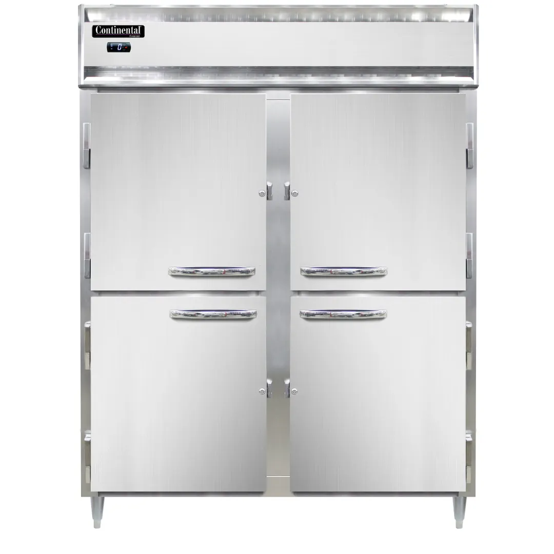 Continental Refrigerator D2FENPTHD 57" 8-Half Solid Door Pass-Thru Freezer, 2-Section, Top Mounted, 52 cu. ft.