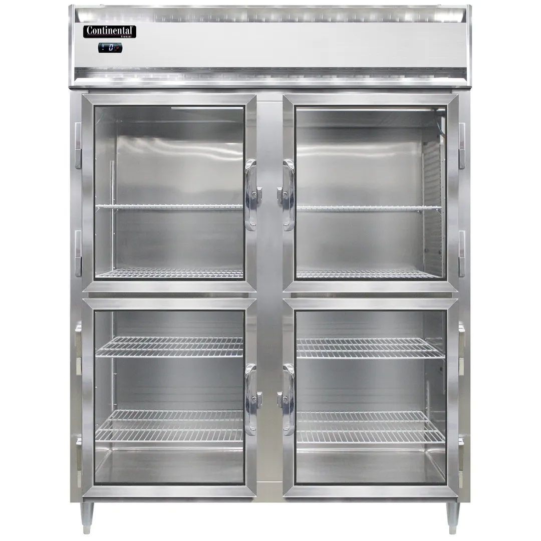 Continental Refrigerator D2FENSAGDHD 57" 2-Section Reach-In Freezer, 4 Half Glass Doors, Top Mounted, 52 cu. ft., Stainless Steel