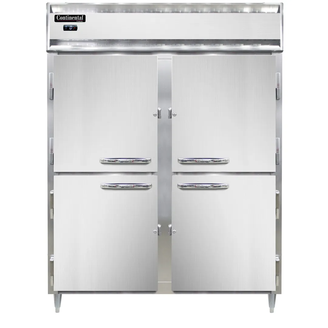 Continental Refrigerator D2FENSSHD 57" 4-Half Solid Door 2-Section Reach-In Freezer, Top Mounted, 52 cu. ft., Stainless Steel