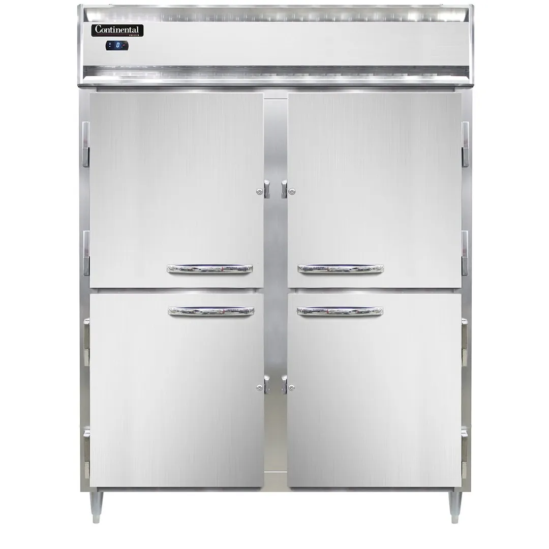 Continental Refrigerator D2FESNSAHD 57" 2-Section Reach-In Freezer, 4 Half Solid Doors, Stainless Steel, 40 cu. ft.