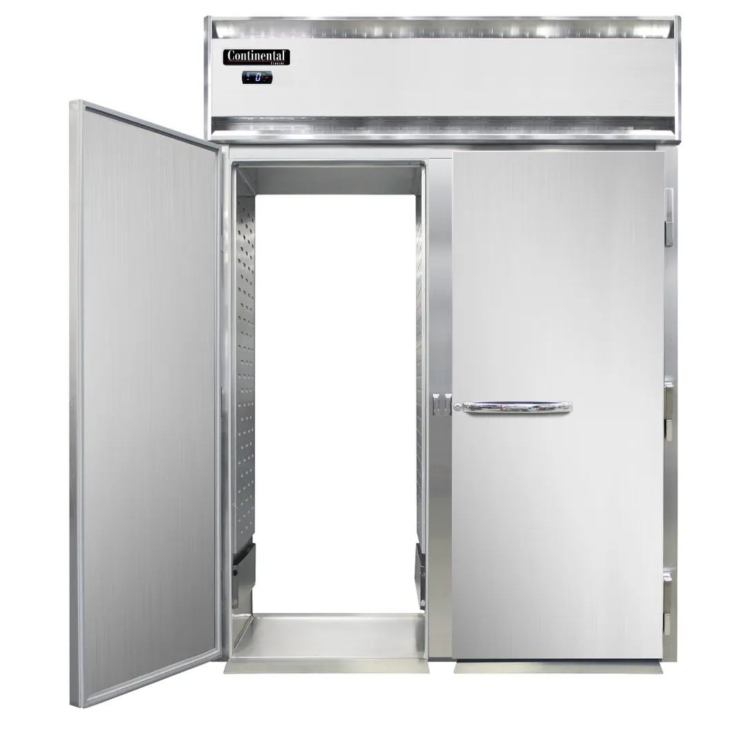 Continental Refrigerator D2FINRT 68" 2-Section Roll-Thru Freezer, 4-Solid Door, Top Mounted, 64 cu. ft., Stainless Steel