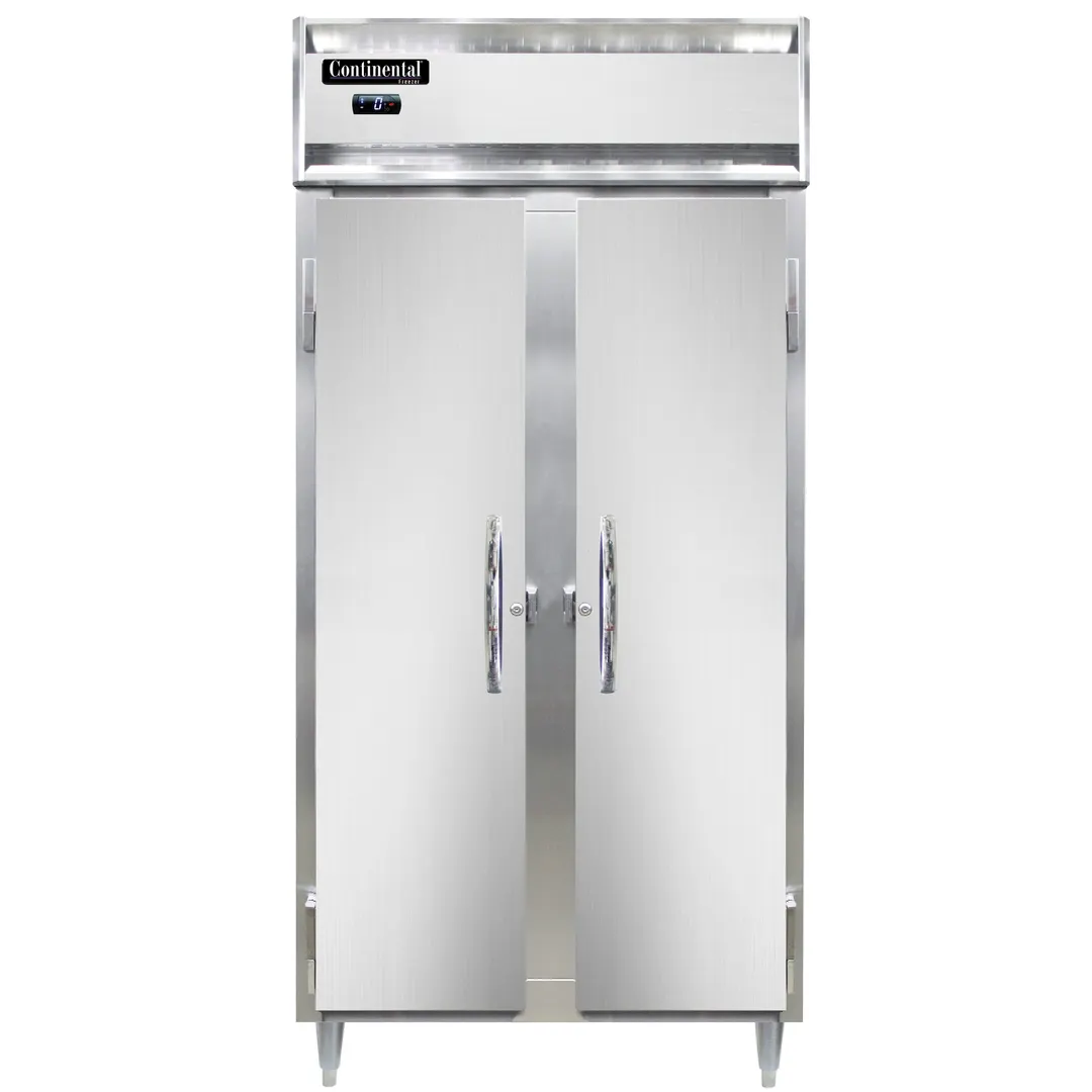 Continental Refrigerator D2FSEN 36" 2-Solid Door Reach-In Freezer, Top Mounted, 32 cu. ft., Stainless Steel Front, Aluminum Sides