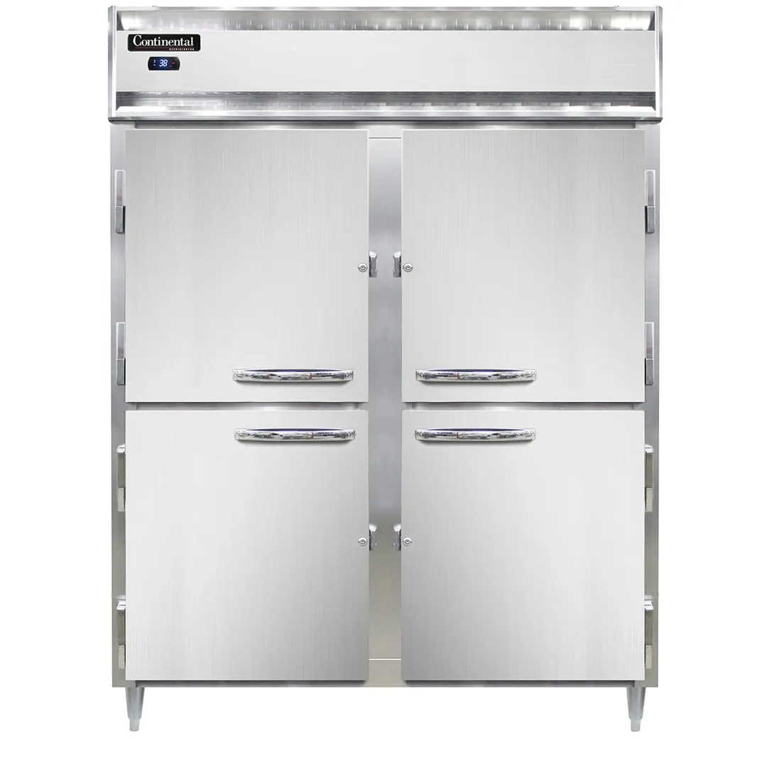 Continental Refrigerator D2RESNHD 57" 2-Section Reach-In Refrigerator w/ 4 Solid Half Doors, Stainless Steel Front Aluminum Exterior, 40 cu. ft.