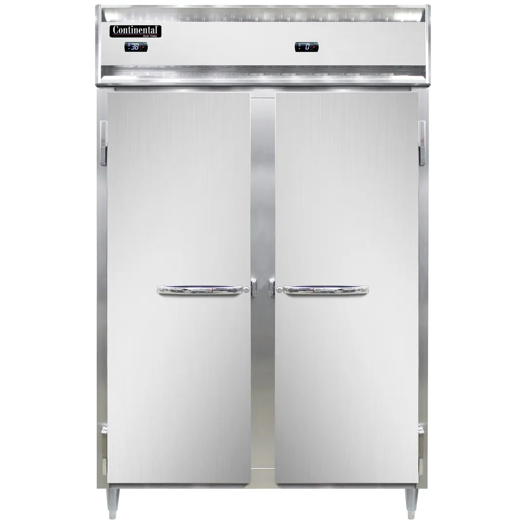 Continental Refrigerator D2RFNSA 52" 2-Section Reach-In Refrigerator Freezer Combo w/ 2 Solid Doors