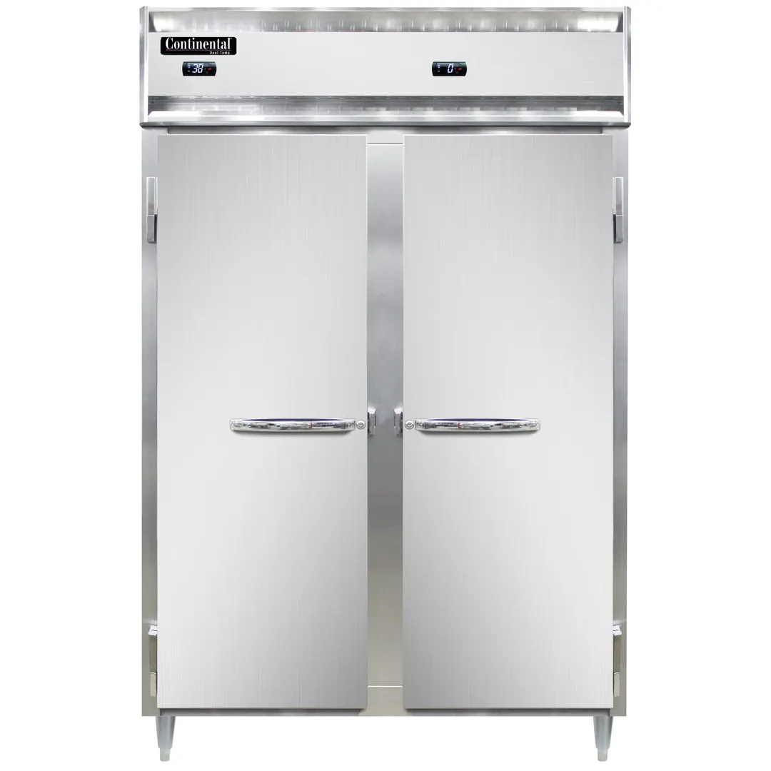 Continental Refrigerator D2RFN 52" 2-Section Reach-In Refrigerator Freezer Combo w/ 2 Solid Doors