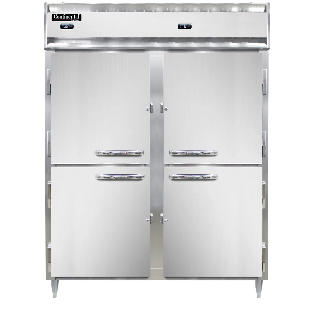Continental Refrigerator D2RFENHD 57" 2-Section Reach-In Refrigerator Freezer Combo w/ 4 Half Solid Doors