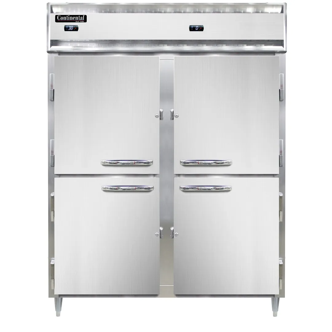 Continental Refrigerator D2RFENSAHD 57" 2-Section Reach-In Refrigerator Freezer Combo w/ 4 Half Solid Doors