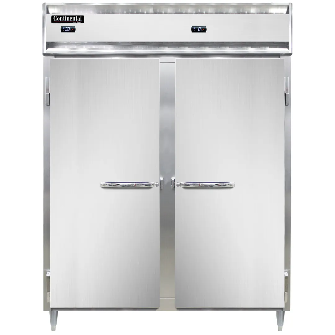 Continental Refrigerator D2RFEN 57" 2-Section Reach-In Refrigerator Freezer Combo w/ 2 Solid Doors