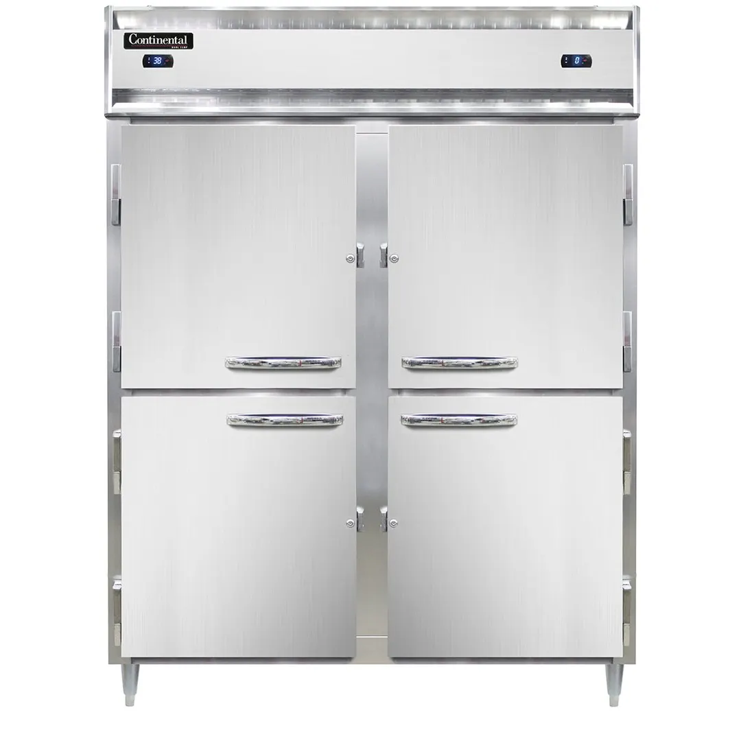 Continental Refrigerator D2RFESNSAHD 57" 2-Section Reach-In Refrigerator Freezer Combo w/ 4 Half Solid Doors