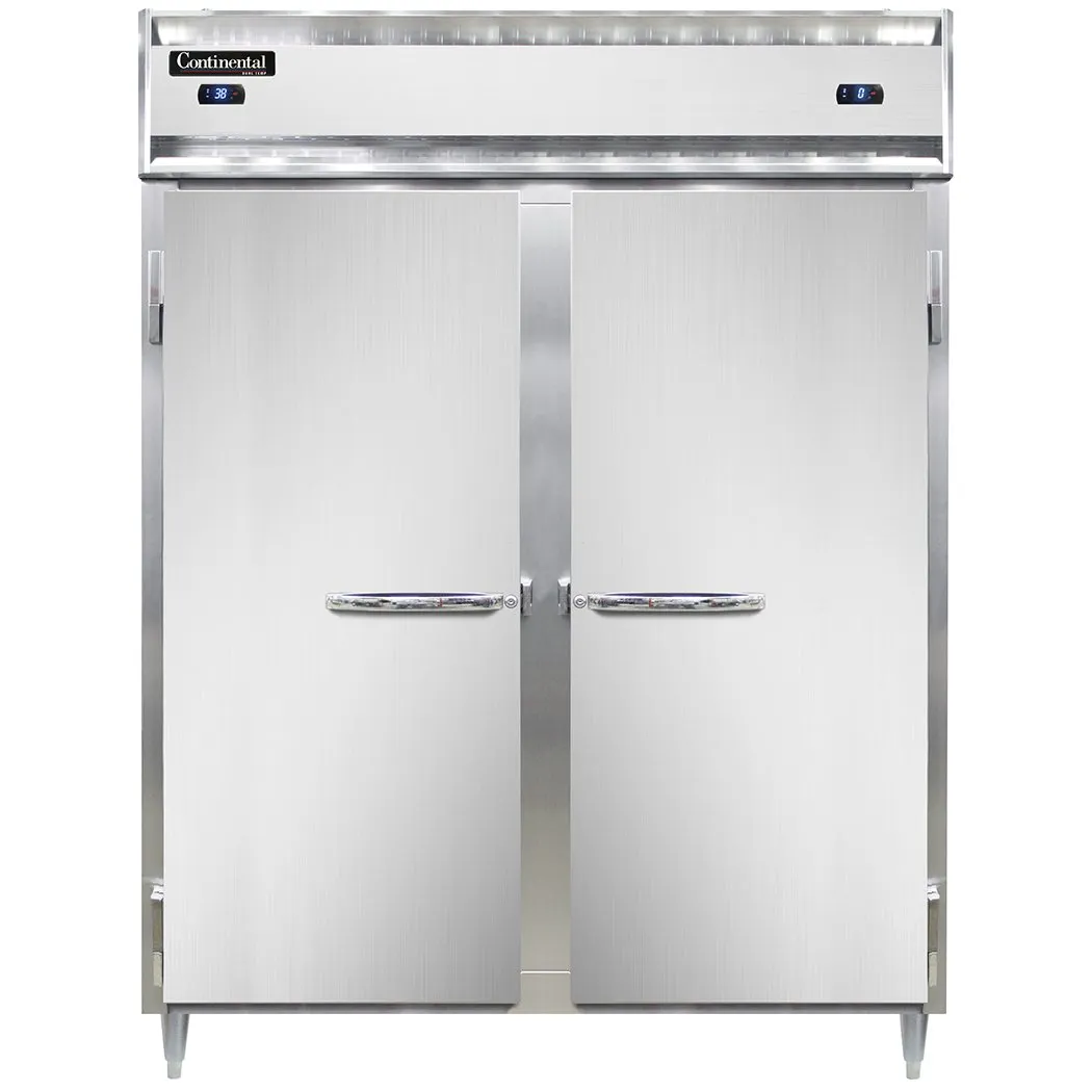 Continental Refrigerator D2RFESN 57" 2-Section Reach-In Refrigerator Freezer Combo w/ 2 Solid Doors