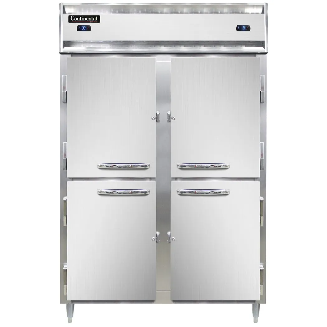 Continental Refrigerator D2RFSNSAHD 52" 2-Section Reach-In Refrigerator Freezer Combo w/ 4 Half Solid Doors