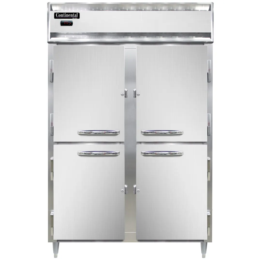 Continental DL2W-HD 2-Section Heated Holding Cabinet, 50 cu.ft, Stainless Steel & Aluminum, Half-Height Solid Doors, 3 Shelves
