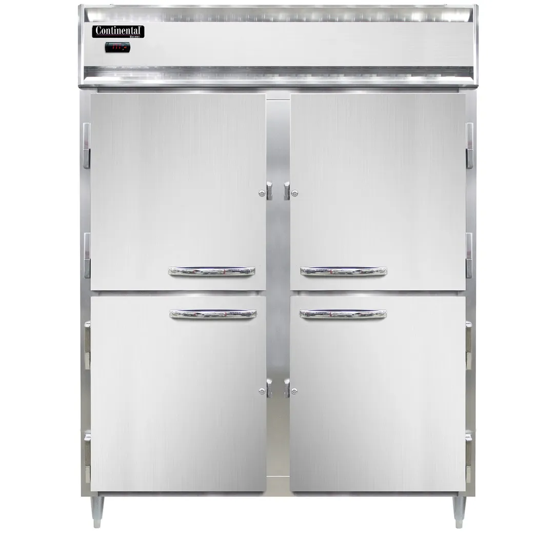 Continental DL2WE-SS-PT-HD 2-Section Heated Holding Cabinet, 52 cu ft, Stainless Steel, Solid Half-Doors, Pass-Thru