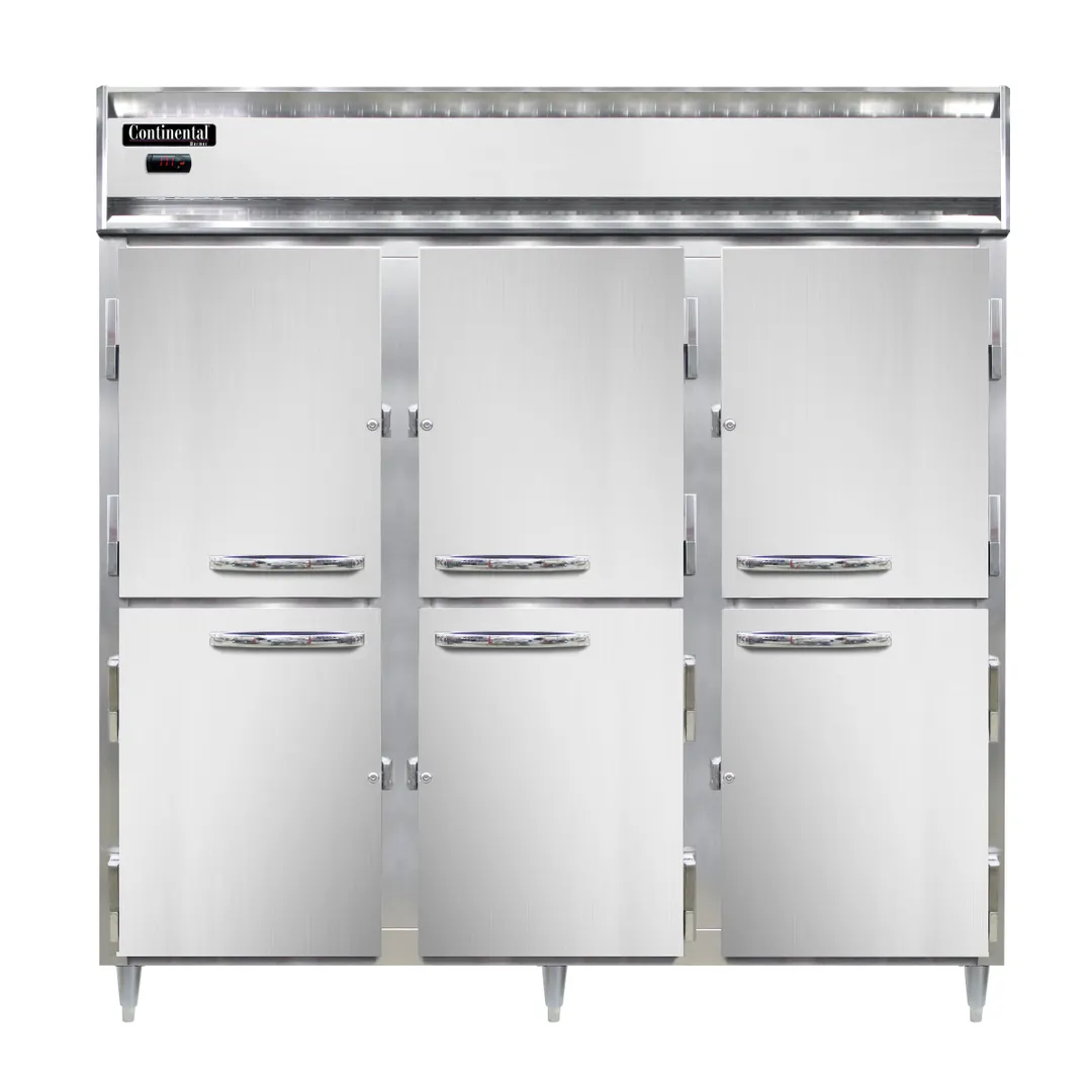Continental Refrigerator DL3W-PT-HD 3-Section Heated Holding Cabinet, 72 cu ft, Stainless Steel Front, Aluminum Interior, Solid Doors