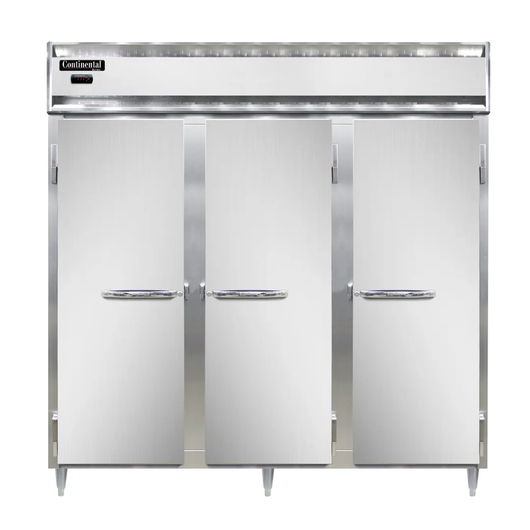 Continental Refrigerator DL3W-PT 3-Section "72 cu. ft." 3-Door Solid Door Heated Holding Cabinet
