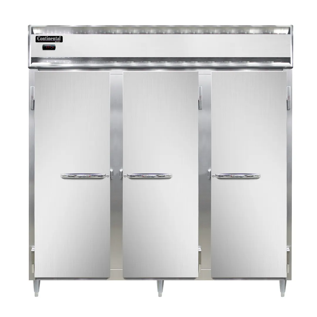 Continental Refrigerator DL3W-SS-PT 3-Section "72 cu ft" Heated Holding Cabinet, Stainless Steel, Solid Door, Pass-Thru