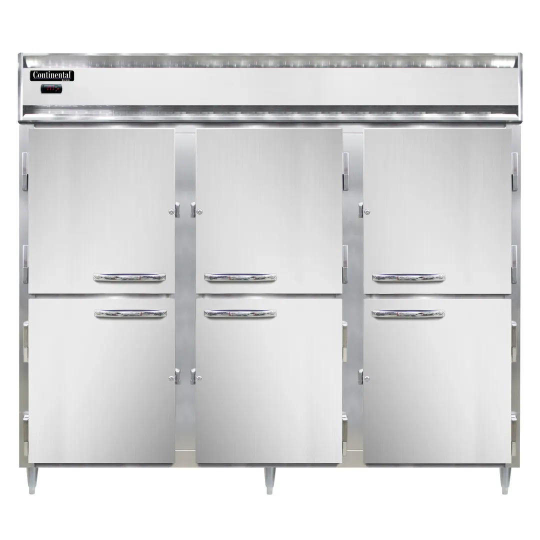 Continental Refrigerator DL3WE-HD 3-Section Heated Holding Cabinet, 75 cu ft, Stainless Steel & Aluminum, Half-Doors