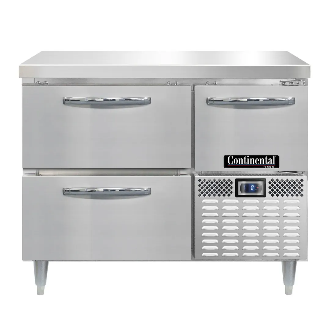 Continental Refrigerator DFA43NSS-D 43" 2-Section Worktop Freezer w/ 2 Drawers & 1 Half Door