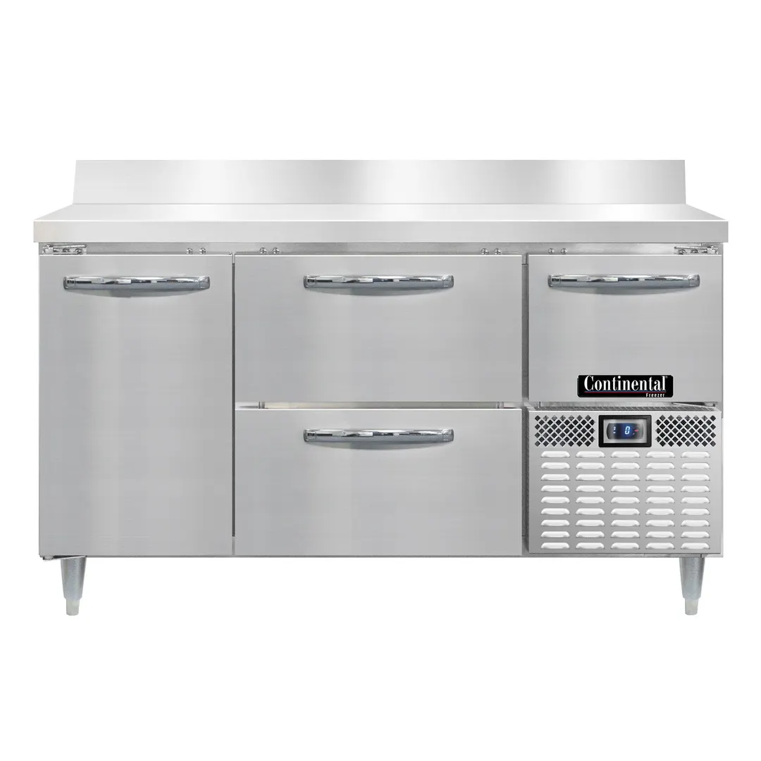 Continental Refrigerator DFA60NSSBS-D 60" 3-Section Worktop Freezer w/ 4 Drawers & 1 Half Door