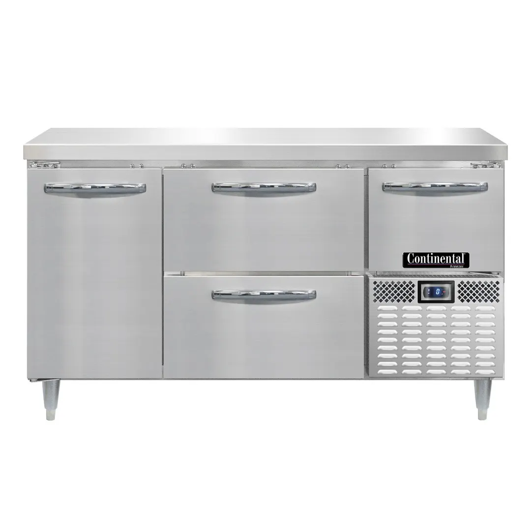 Continental Refrigerator DFA60NSS-D 60" 3-Section Worktop Freezer w/ 4 Drawers & 1 Half Door