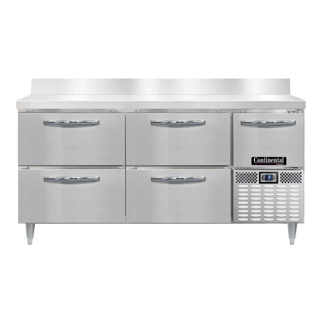 Continental Refrigerator DFA68NSSBS-D 68" 3-Section Worktop Freezer w/ 4 Drawers & 1 Half Door