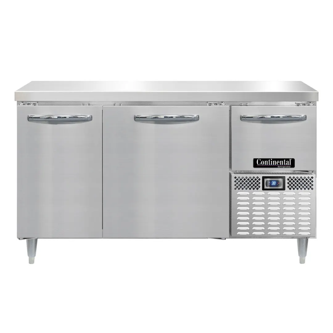 Continental Refrigerator DRA60NSS 60" Worktop Refrigerator w/ 2 Full & 1 Half Doors