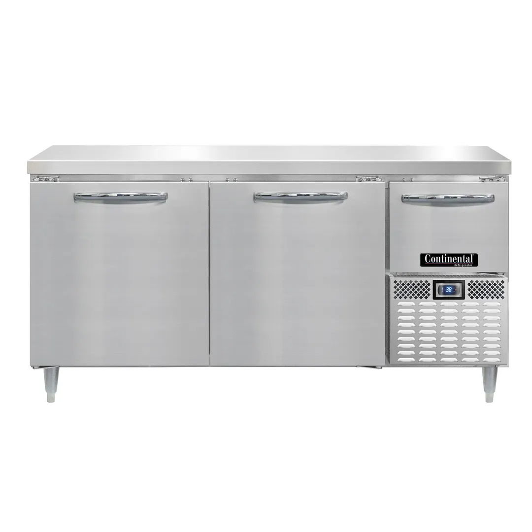 Continental Refrigerator DRA68NSS 68" Worktop Refrigerator w/ 2 Full & 1 Half Doors