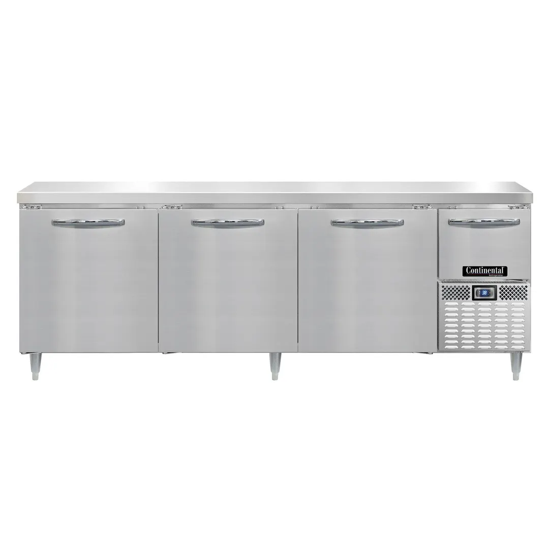 Continental Refrigerator DRA93NSS 93" Worktop Refrigerator w/ 3 Full & 1 Half Doors