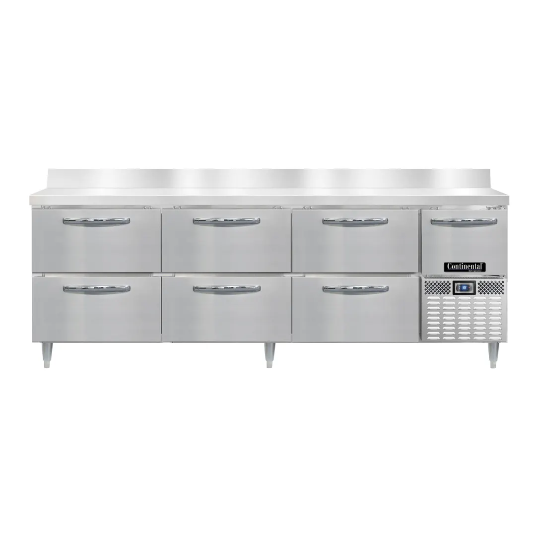 Continental Refrigerator DRA93NSSBS-D 93" Worktop Refrigerator w/ 6 Drawers & 1 Half Door