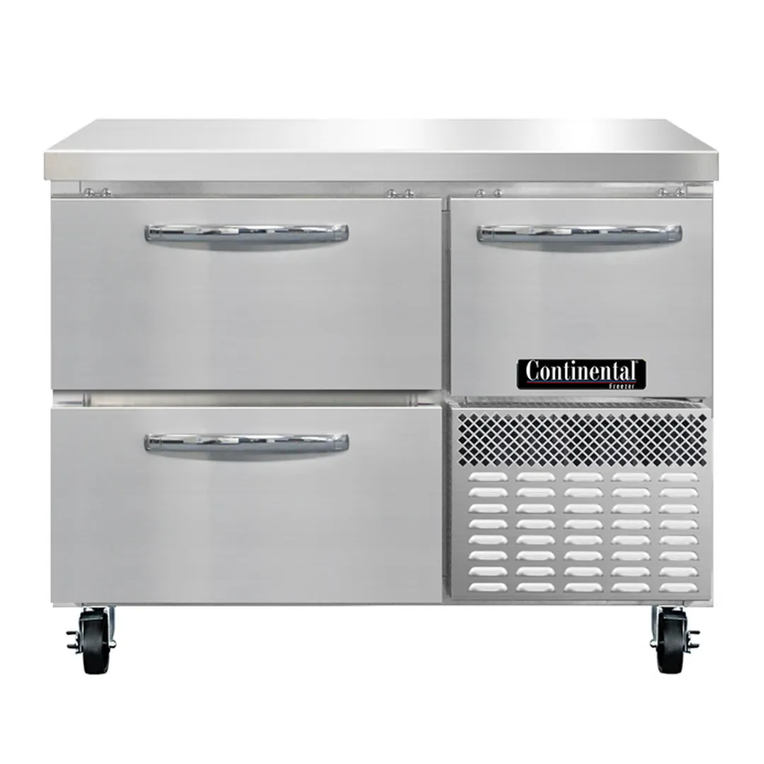 Continental Refrigerator FA43SN-D 43" 2-Section Worktop Freezer w/ 2 Drawers & 1 Half Door