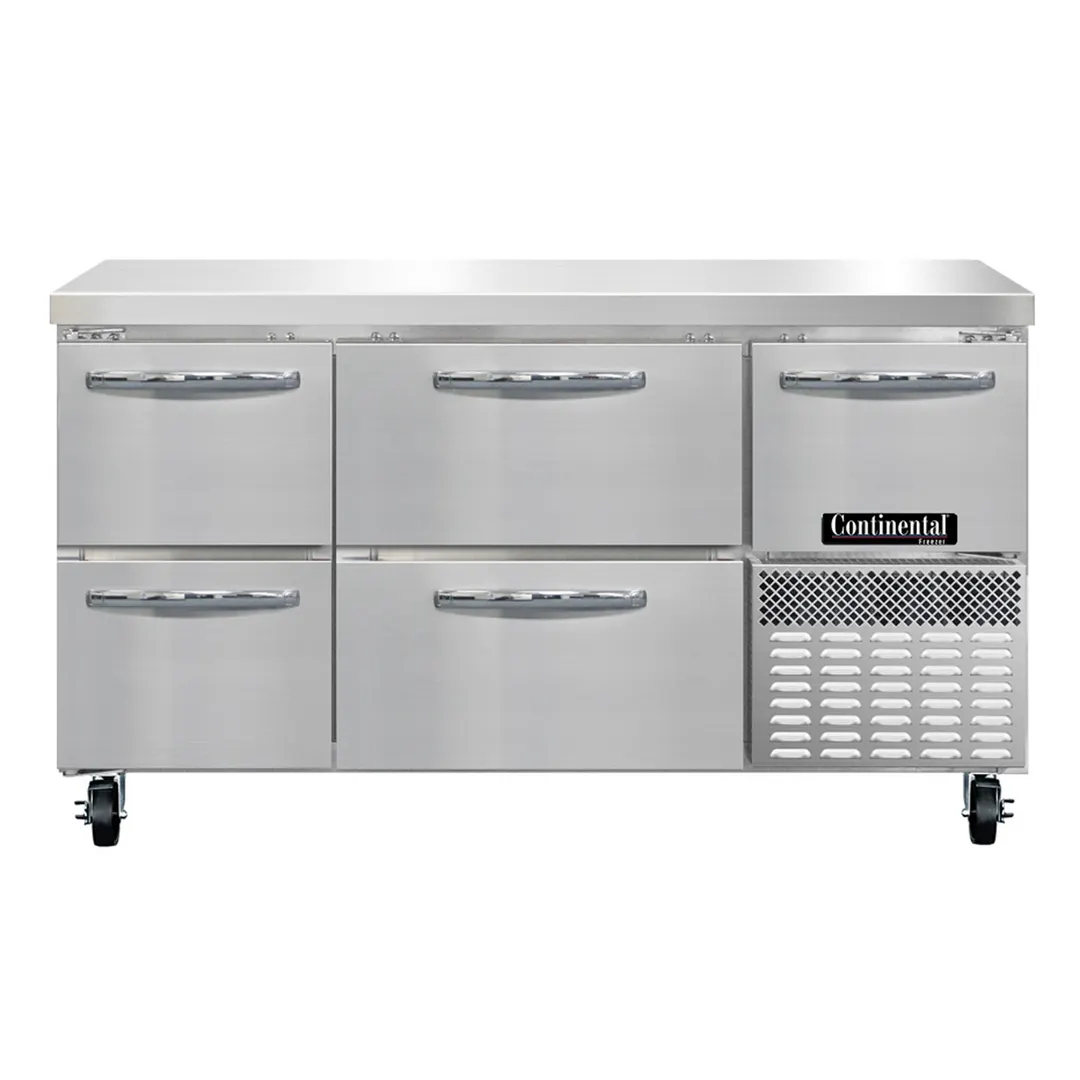 Continental Refrigerator FA60SN-D 60" 2-Section Worktop Freezer w/ 4 Drawers & 1 Half Door